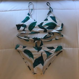 Strappy Leaf print bikini set